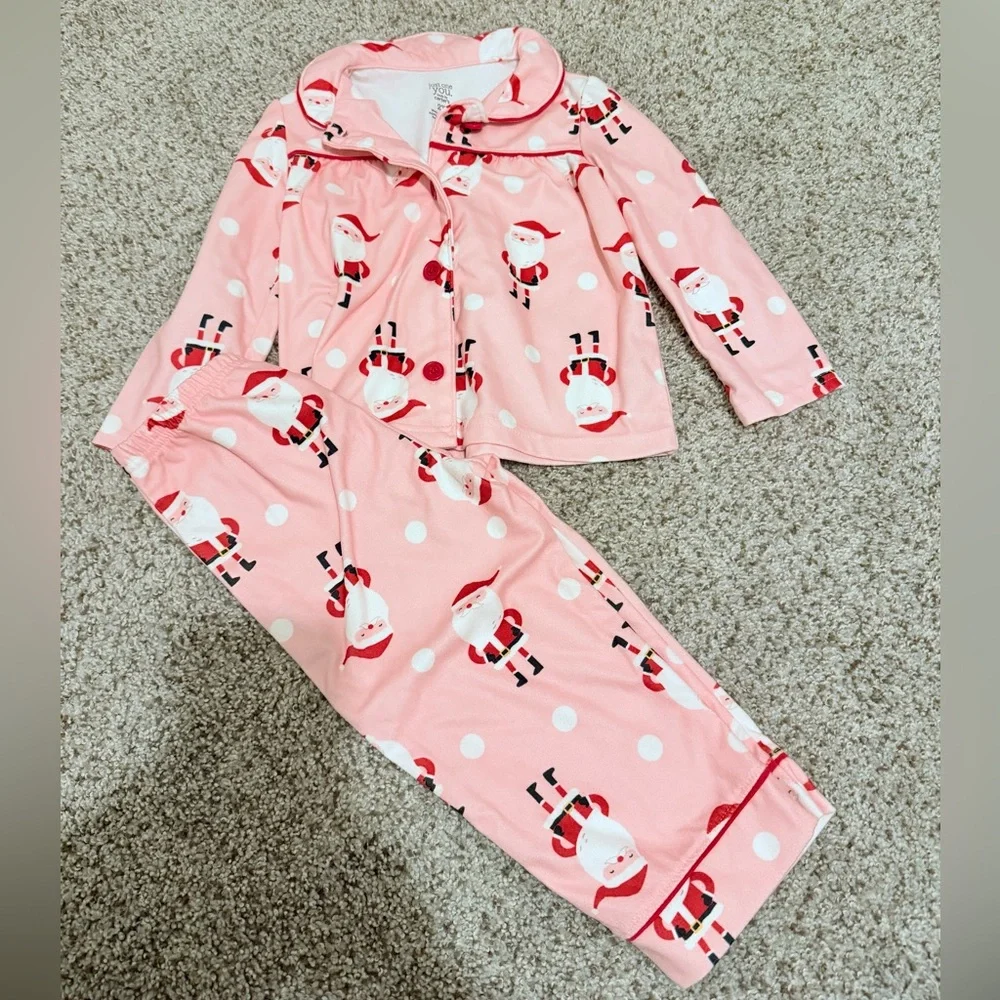 Carter’s Pink Santa Flannel Pajamas 2T